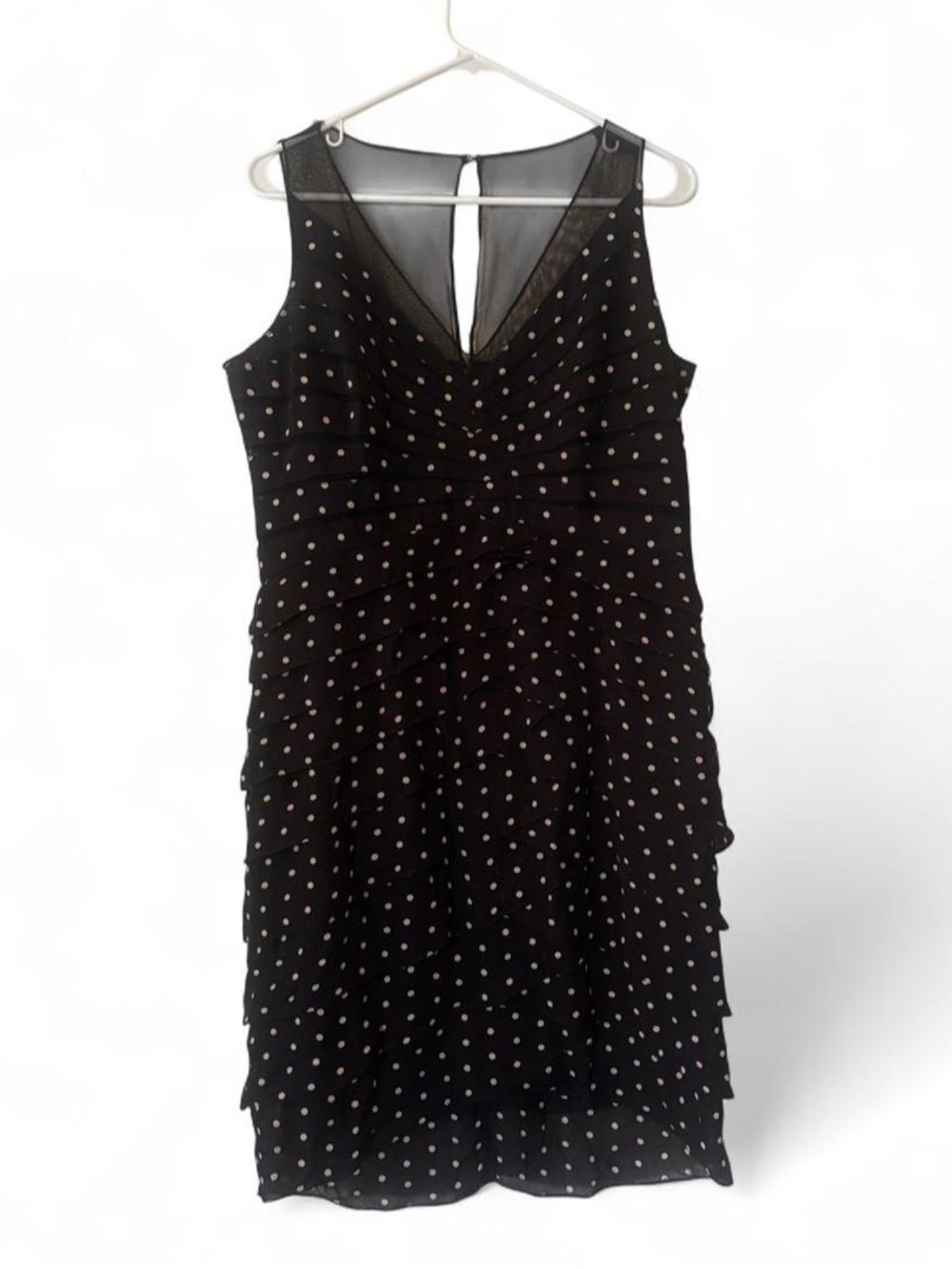 Chetta B 100% Silk Polka Dot Tiered Dress